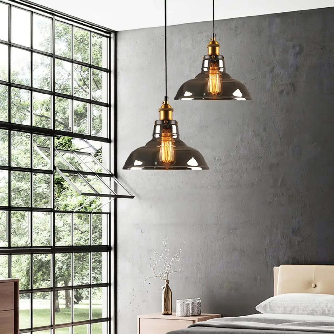 Suspension Luminaire en Verre - Fume