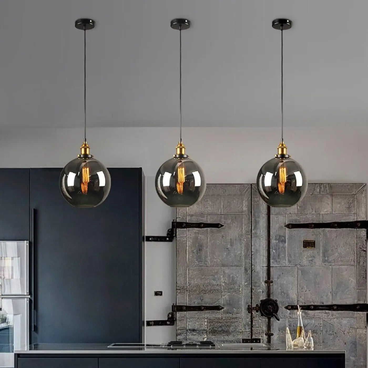 Suspension Luminaire en Verre - Fume
