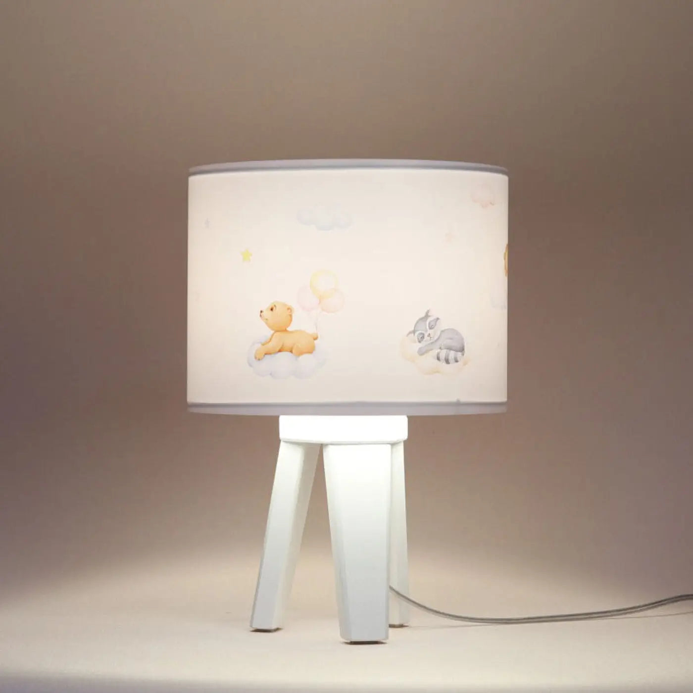 Lampe de table en Bois - Sweet Dreams (Blanc / Bleu / Jaune / Marron Clair)