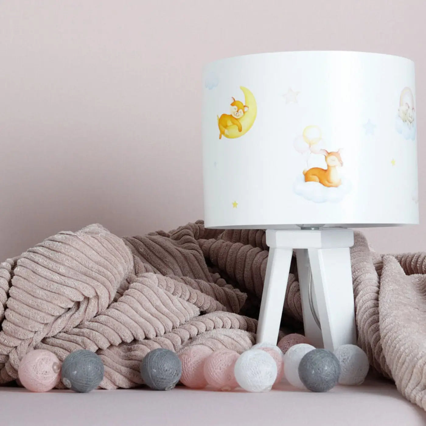 Lampe de table en Bois - Sweet Dreams (Blanc / Bleu / Jaune / Marron Clair)