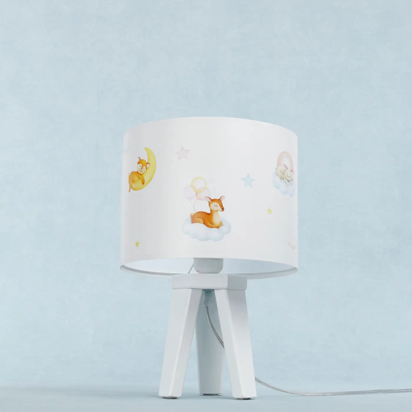 Lampe de table en Bois - Sweet Dreams (Blanc / Bleu / Jaune / Marron Clair)