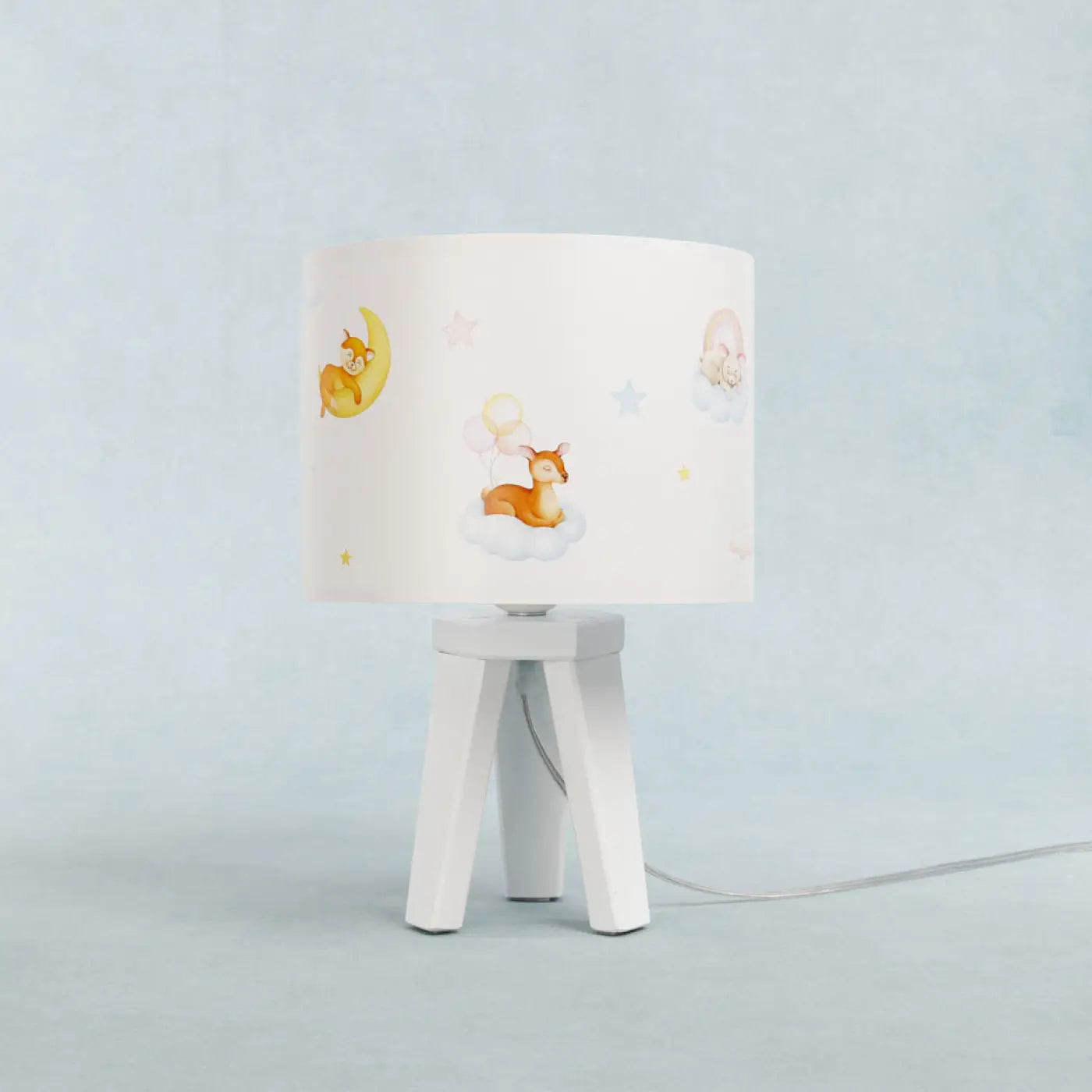 Lampe de table en Bois - Sweet Dreams (Blanc / Bleu / Jaune / Marron Clair)